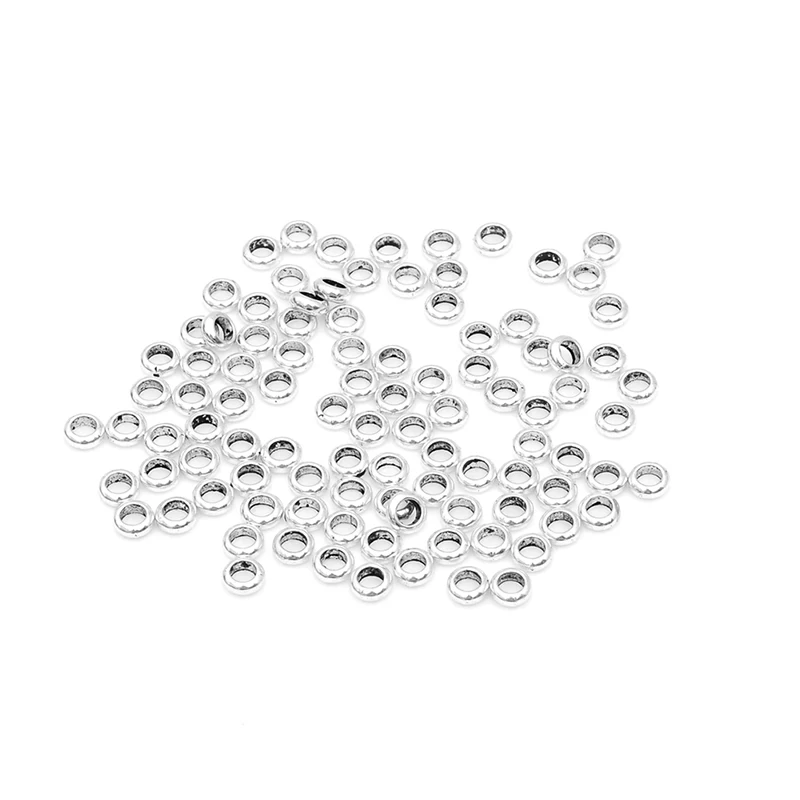 100 шт./лот винтажные античные посеребренные круглые плоские наборные бусины из