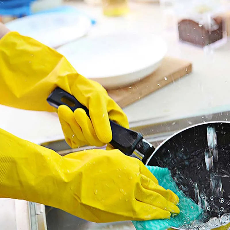 Новинка 2019 теплые перчатки для мытья посуды латексные резиновые кухонные