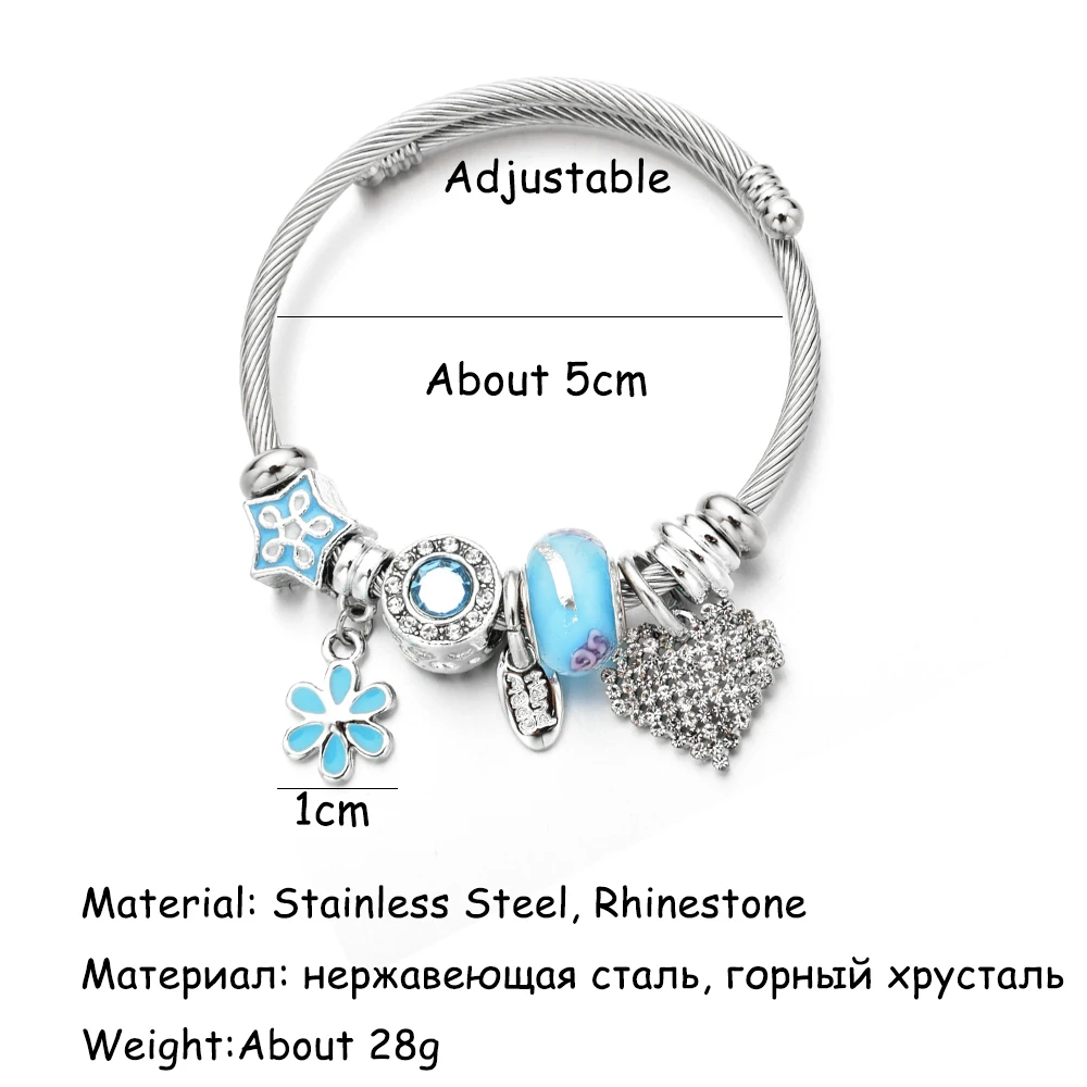 Изысканные подвески в форме цветов браслеты из нержавеющей стали Браслеты