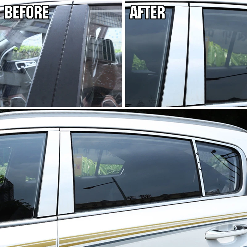 Car styling Chrome Окно столп сообщение сообщения Крышка TRIM декоративный молдинг лицевой
