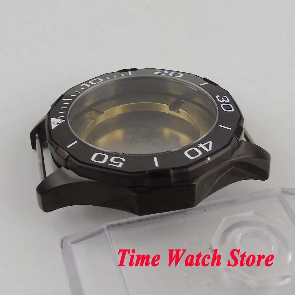 Виниловые фоны 45 мм PVD покрытие часы крышка из сапфирового стекла синий