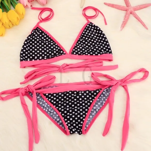 Sexy Lady Women's V-neck Polka Dot Straps Bandage Bikini Set 31 |