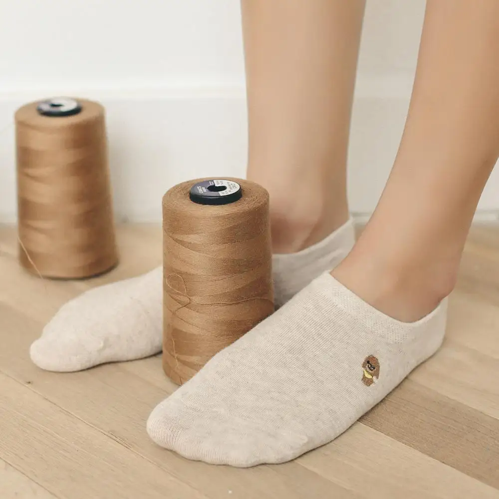 Caramella 7Pairs/Lot Bright Soft Cotton Women Ankle Socks Fashion Cute Cartoon Embroidery Socks High Quality Spring Summer Socks