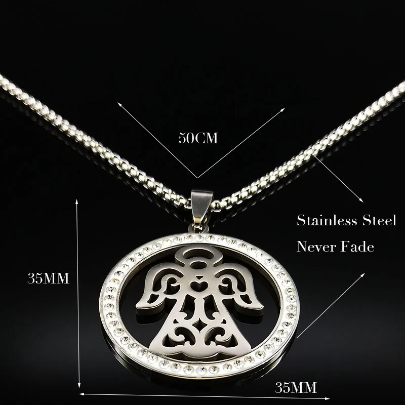 

2021 Fashion Angle Crystal Stainless Steel Chain Necklace for Women Silver Color Statement Necklace Jewelry bijoux N18595S03