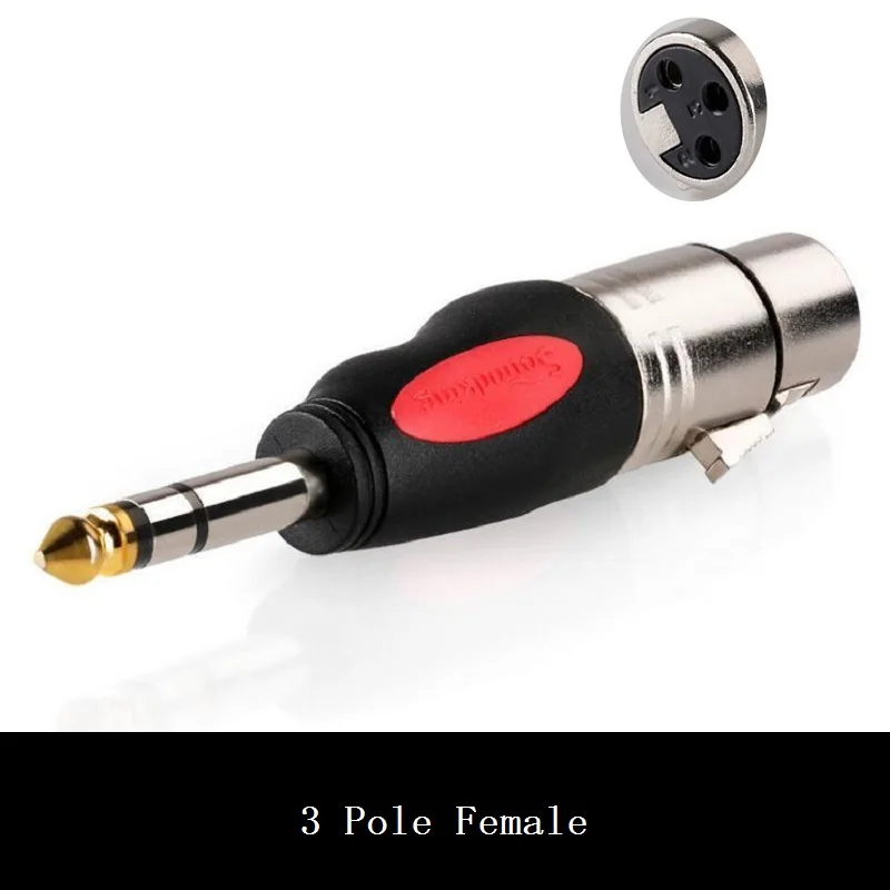 3 Pole Female Позолоченный 2/3 полюс 6,35 мм штекер 3Pin XLR Женский/мужской аудио преобразователь сигнала разъем микрофон cannon разъем - Цвет: 3 Pole Female