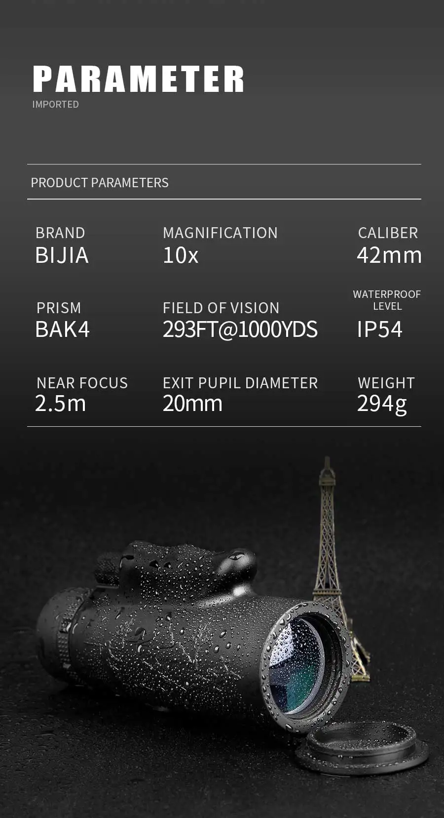 BIJIA 10X42 HD Портативный монокулярный Телескоп для мобильного телефона с держателем телефона и штативом для спорта на открытом воздухе и наблюдения за птицами