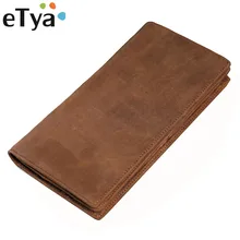 ETya мужской кошелек из натуральной кожи вместительный Длинный с