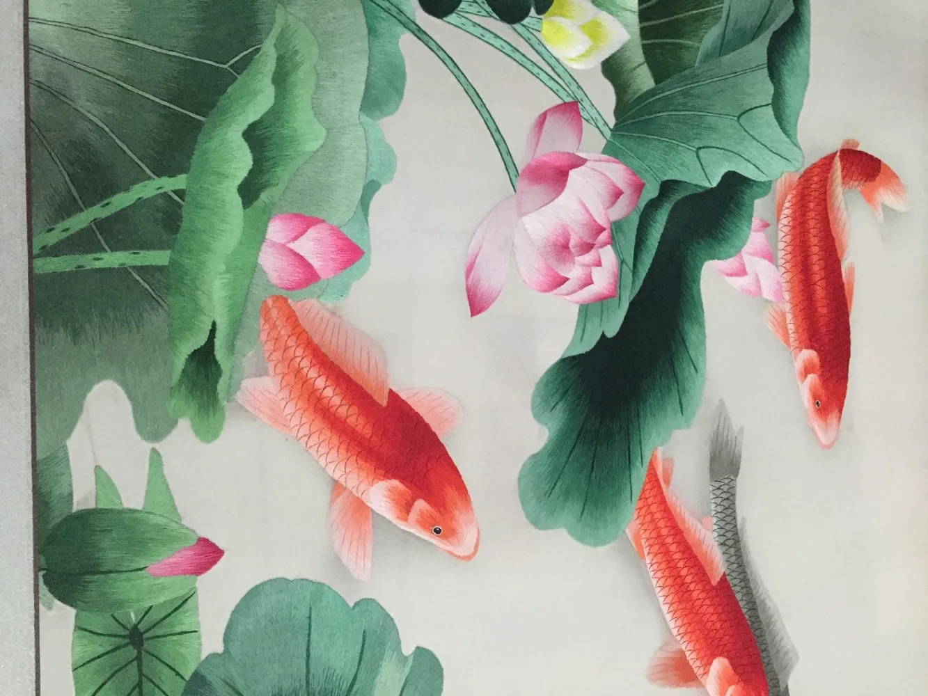 Шелковая вышивка lotus and koi carps ручной работы китайская живопись декор стен Suzhou | Дом