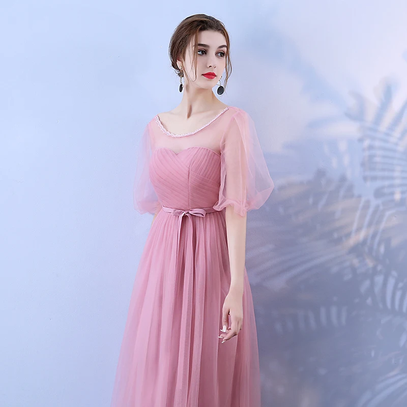 Вечерние длинные платья подружки невесты из тюля в стиле ампир для вечеринок Vestido