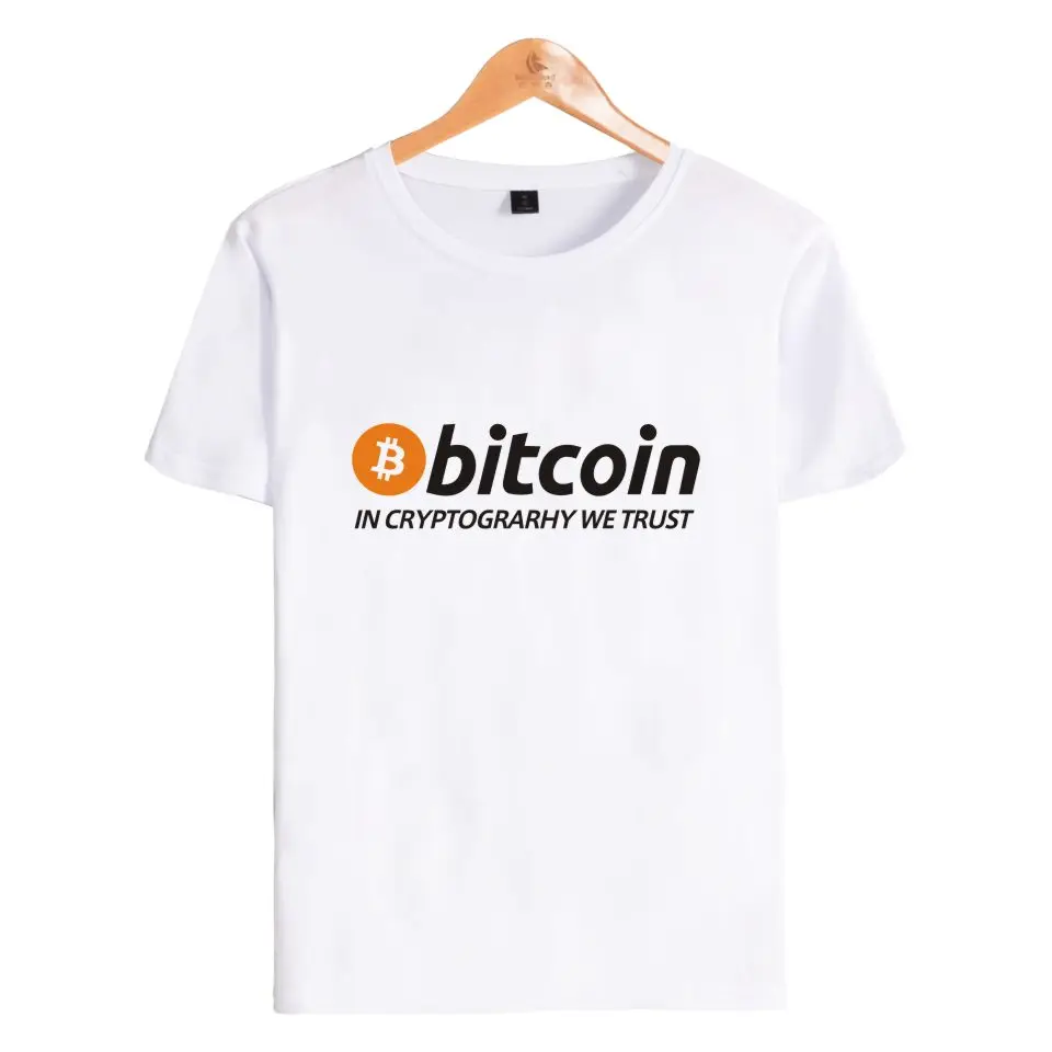 Два шага Новый Bitcoin в cryptograrhy We Trust футболка Для мужчин женщин Летняя одежда