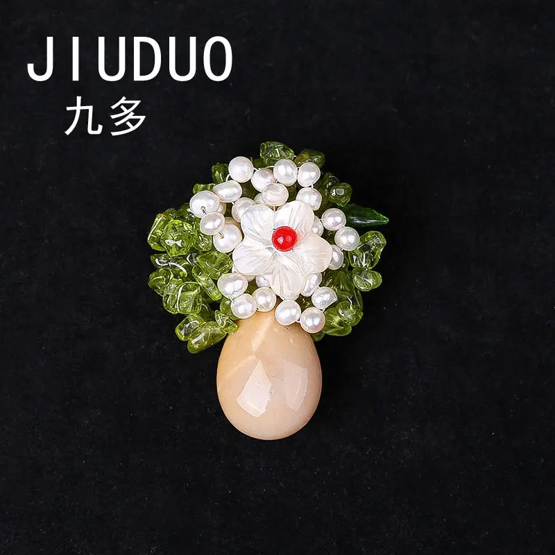 JIUDUO брошь кулон и 100% натуральный Нефритовый Цветок для женщин роскошный золотой