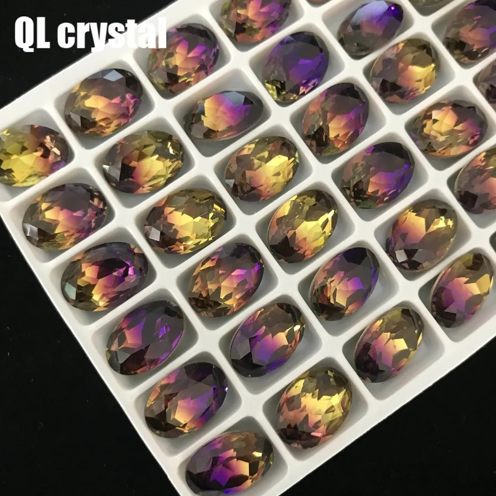 10x14mm Oval Tourmaline Glass Crystal Pointback Fancy Stone for DIY garment bags shoes Jewelry accessory | Дом и сад