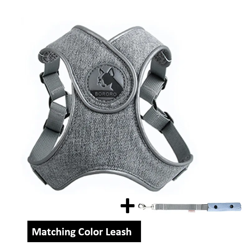 grey with leash Славный KEK собачий жгут без дросселя X шаг в мягкой сетке поводок для домашних животных 3м Светоотражающий Поводок для собак и поводок набор для маленьких средних собак - Цвет: grey with leash