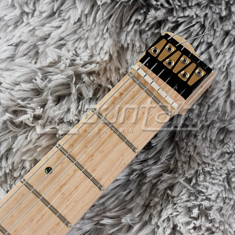 Горная безголовая гитара fret, 6 струн, электрогитара alder body burl top, 5 шт., шея, кленовый лад
