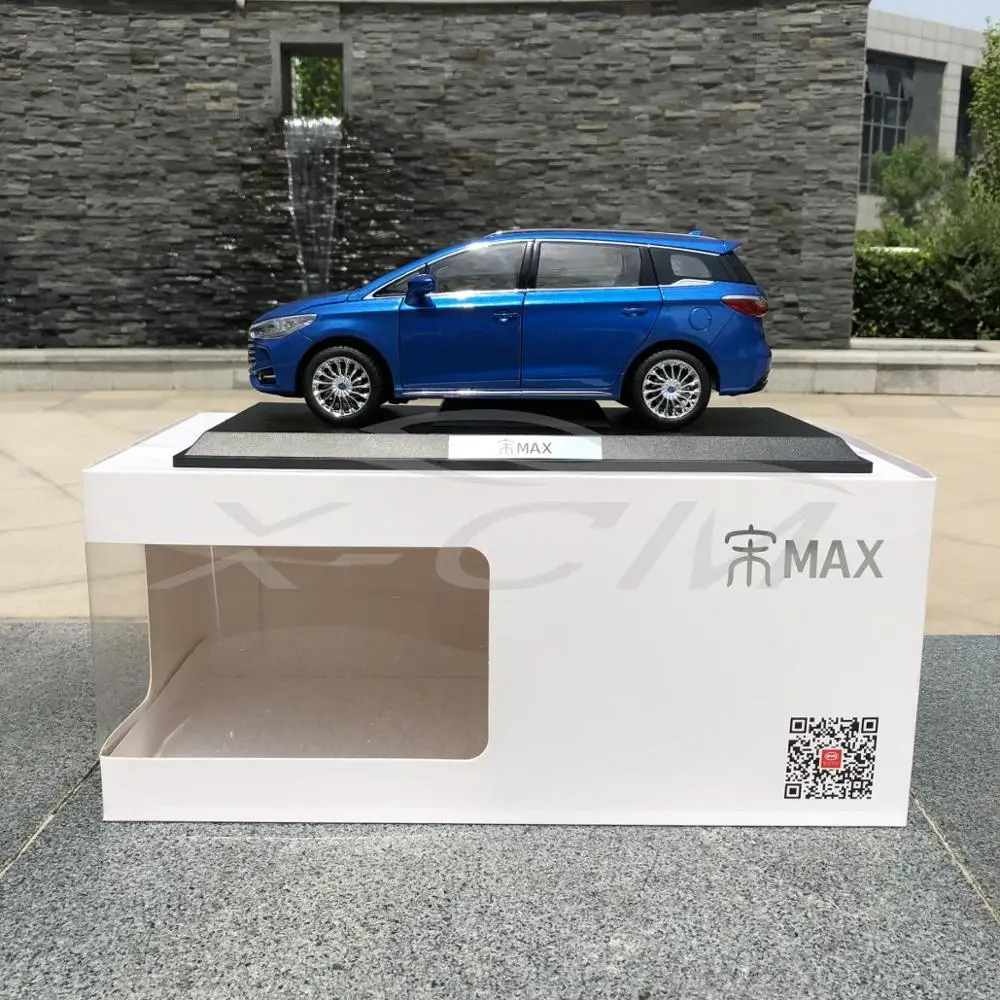 Литая модель автомобиля BYD Song MAX 1:18 (синий) крышка двигателя и багажник не