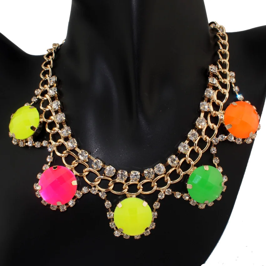 Модные Круглые Ошейники MANILAI ожерелья чокеры неоновые конфеты полимерные бусины