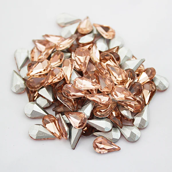 Светильник персикового цвета украшенные стразами Стразы Non Hotfix 6*10 мм 10 шт Круглые