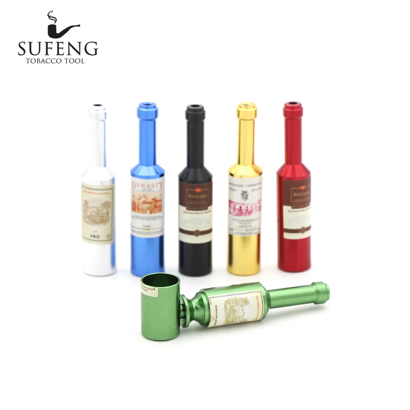 Hot Metal Material Small Tobacco Pipe New Creative 68mm Red Wine Bottle Free Delivery | Дом и сад