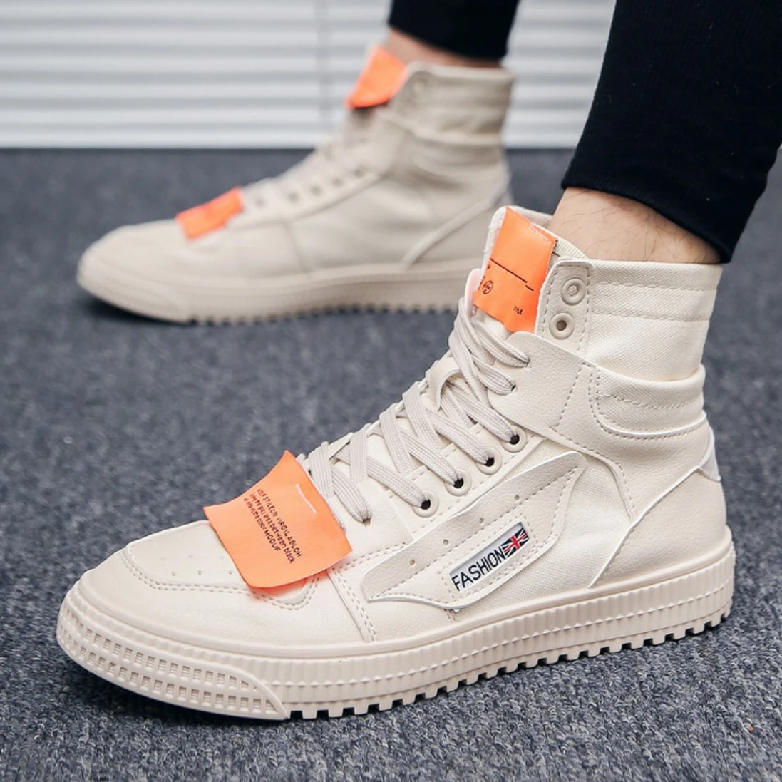 Men's Casual PU Shoes Non-slip High-Top Comfortable Fashion Summer Autumn Flat Outdoor Walking Trainers Sneakers Size:39-44 | Обувь