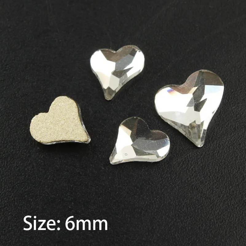 Heart 6x6mm Горячая Распродажа украшение для ногтей ювелирное изделие на ногти стразы кристаллы дизайн ногтей искусство стразы 34 стили Необычные хрустальные камни 30/100 шт для 3D нейл-арта украшения - Цвет: Heart 6x6mm