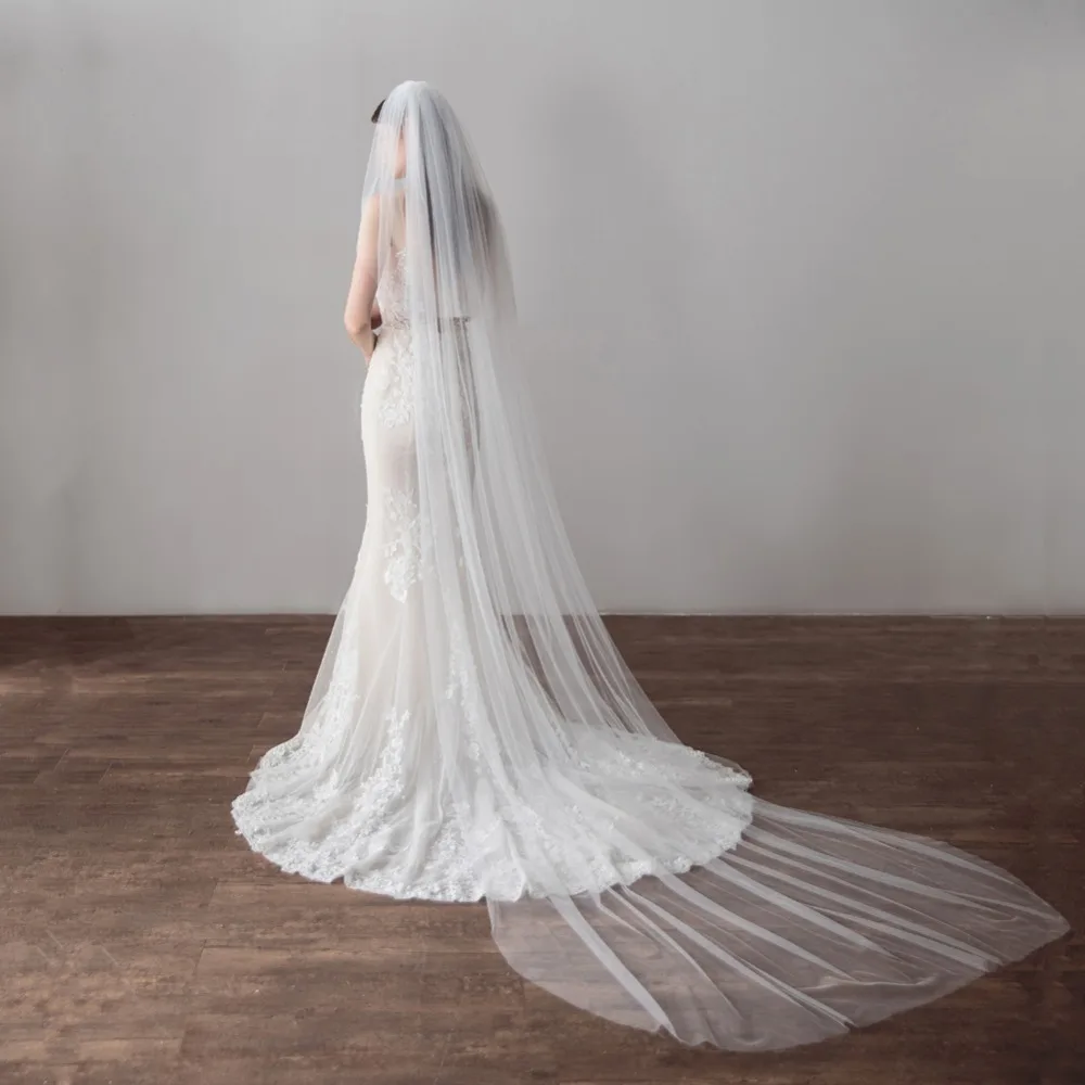 

2019 Fashion Wedding Bridal Veils Long Soft Bridal Veil With Comb Ivory White Elegant Bride Wedding Engagement Accessories