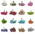 122472144 шт Мини искусственная тычинка бутон листья цветок букет для свадьбы Рождественская вечеринка украшение DIY Имитация венков цветы