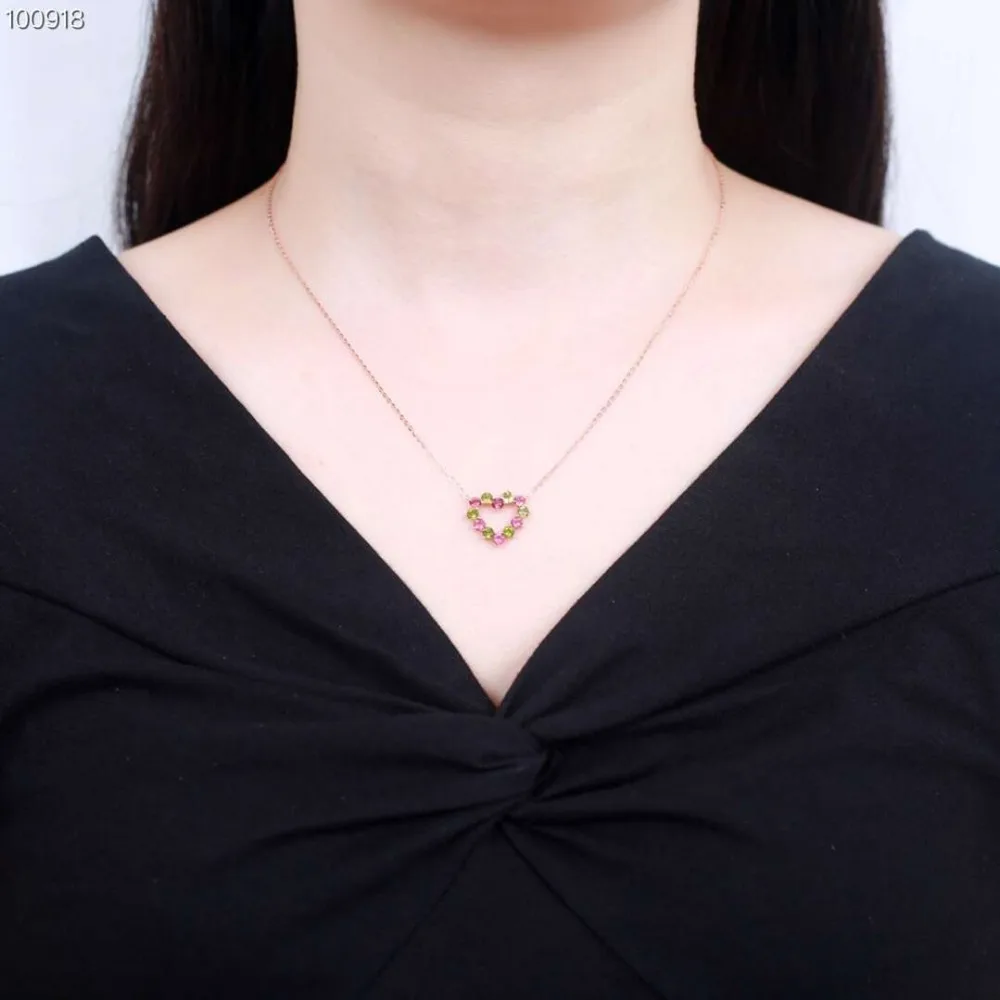 

fine jewelry factory new-designed trendy 925 sterling silver natural tourmaline gemstone pendant necklace for women party