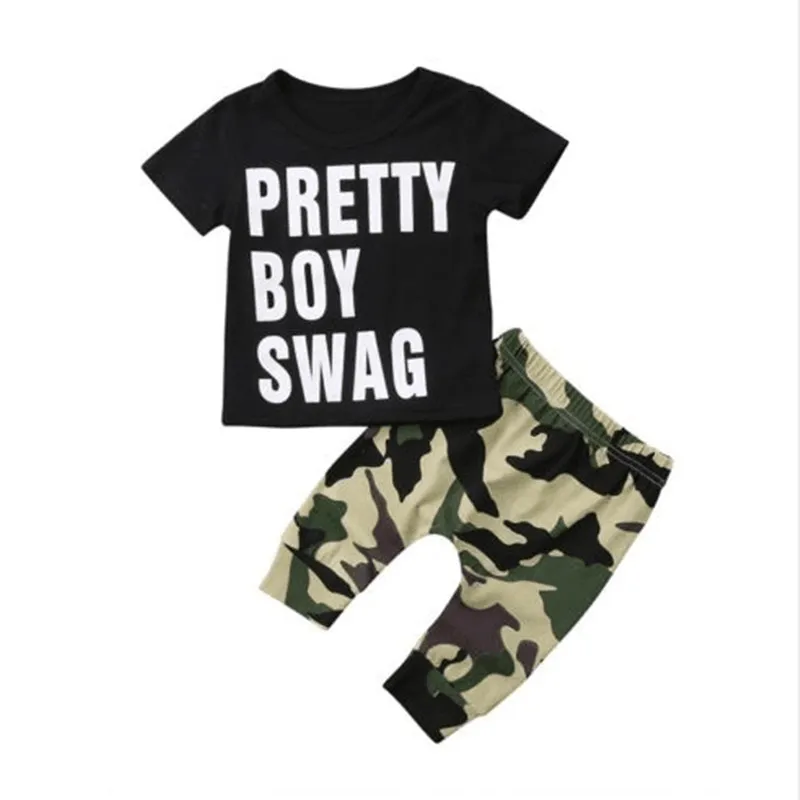 2pcs Baby Boy Camo Clothes Set Newborn Kids T-shirt Tops+Pants Leggings Outfit Toddler Summer |