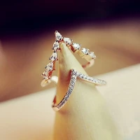 shinning rhinestone double layer rings for women 2020 new trendy jewelry wholesale bijoux adjustable gold color ring
