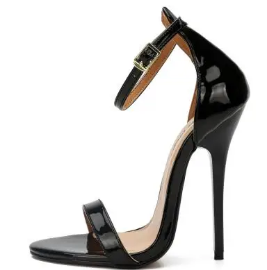 CDTS Stiletto летние лодочки для ночного клуба на высоком 14 см каблуке свадебные туфли на высоком каблуке с ремешком на щиколотке с Лакированная кожа под змеиную кожу; сандалии SM - Цвет: Черный