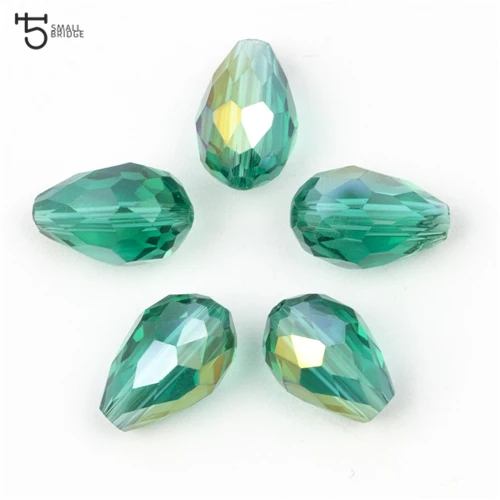 Peacock green AB 6 8 мм Австрийские каплевидные Кристальные бусы для самостоятельного изготовления ювелирных изделий серьги ожерелье Ab Цвет Стеклянные Бусины бриолет Z813 - Цвет: Peacock green AB