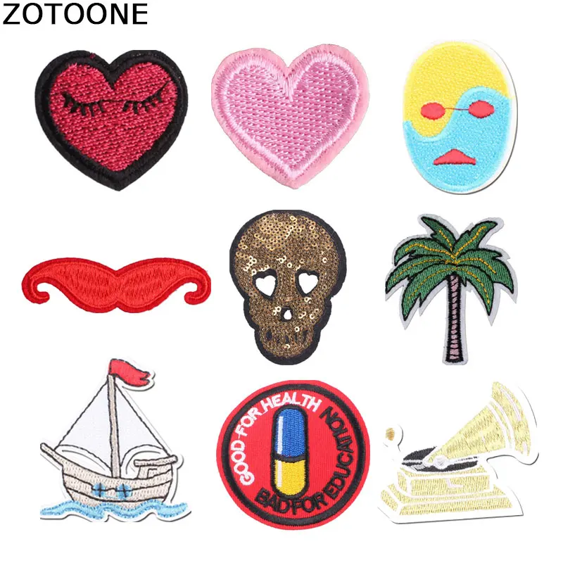 ZOTOONE блесток значки череп вышитые нашивки цветы для одежды полоски на одежде с