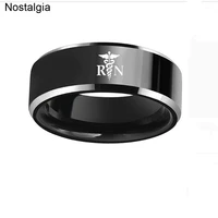 nostalgia registered nurse rn medical caduceus gothic punk black titanium ring steampunk accessories