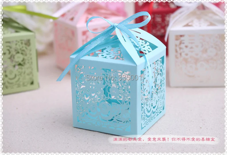 Свадебная коробка конфет -- Лазерная резка Двойное счастье пользу бумажная