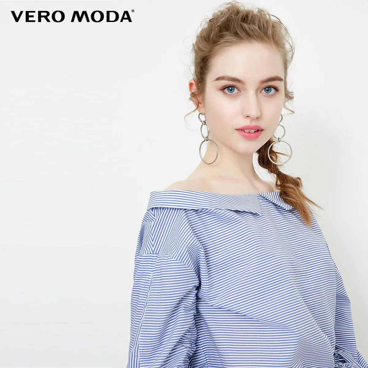 Vero Moda женская рубашка свободного кроя в полоску с 3/4 рукавами | 318231529