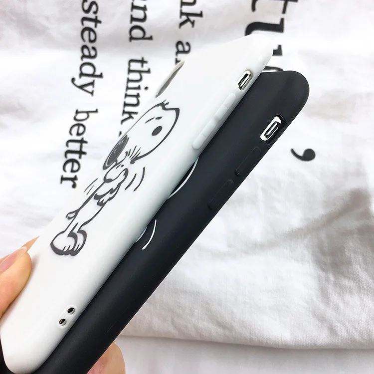 Черный и белый мультяшный милый щенок Снупи чехол для телефона iPhone 6 6S 7 8 PLUS X XR XS MAX