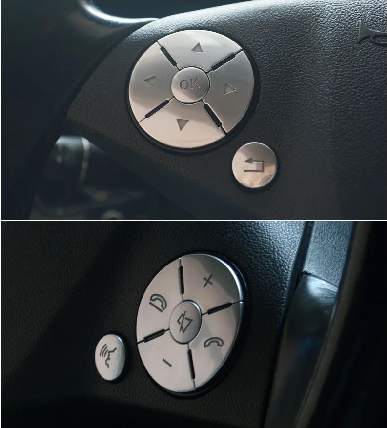 

Car Styling Steering Wheel Button Cover Trim decoration Sticker For Mercedes Benz GLK X204 / E Class W211 W212/ C Class W204