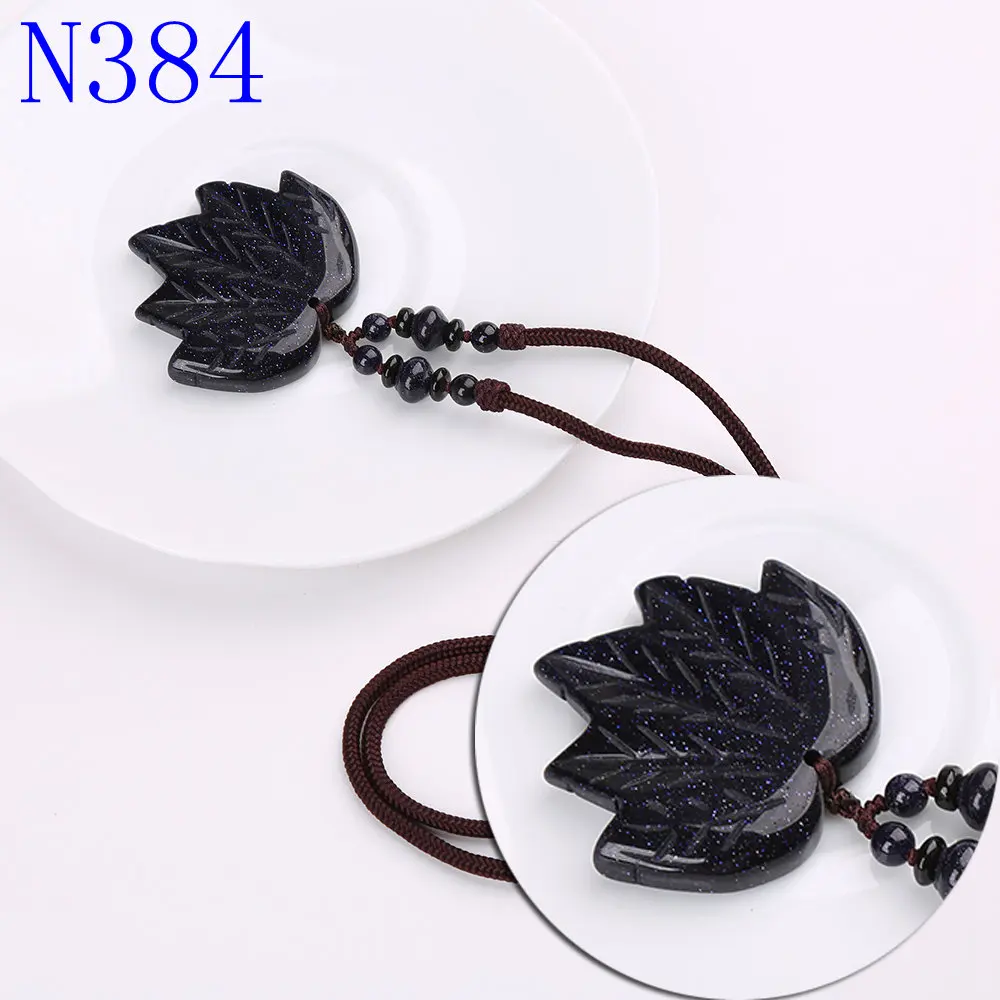 Blue sandstone Yumten бирюзовый кулон ожерелье кленовый лист цепочка на свитер аксессуары женские модные украшения натуральный камень мощность драгоценный камень подарок подвеска женская цепочки женские - Цвет камня: Blue sandstone