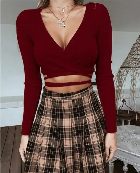 Женская футболка сексуальная трикотажная рубашка с v-образным вырезом Женский