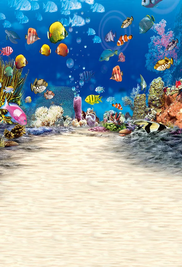 

Vinyl under sea fish newborn children Photo Backdrop for Photography Background studio g-894