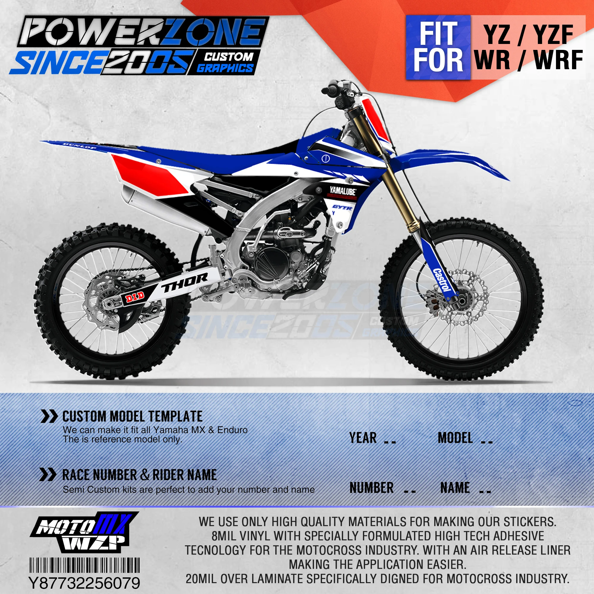 

PowerZone Customized Team Graphics Backgrounds Decals 3M Custom Stickers For YAMAHA YZF250FX 14-18 YFZ 19 YZF450 14-17 18-19 079