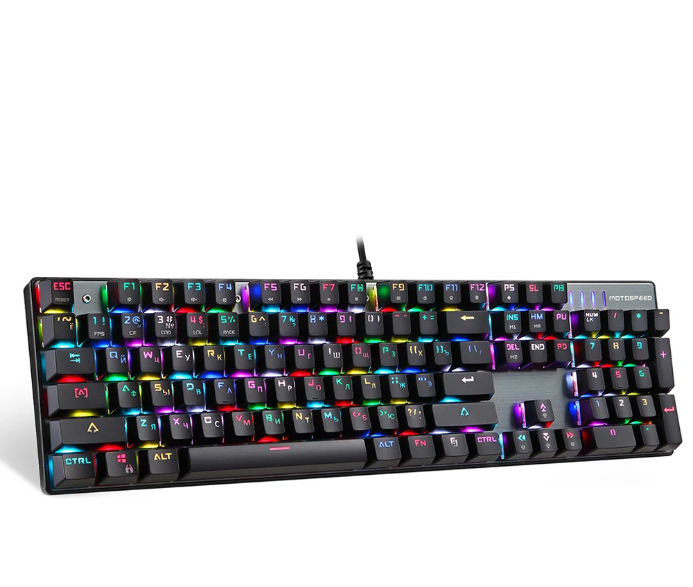 Русская/английская настоящая игровая механическая клавиатура Motospeed CK104 с RGB подсветкой 104 Клавиша синий/красный переключатель Проводная клавиатура для геймера