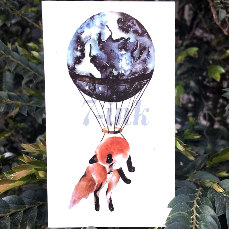 Водостойкая временная татуировка планета воздушный шар Милая Красная