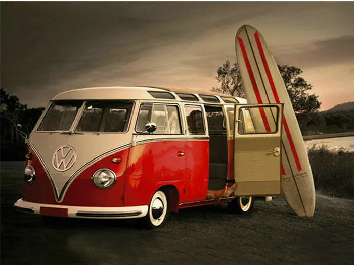 5D Diy алмаз живопись пейзаж Алмазная вышивка красный Volkswagen картина Полный Круглый