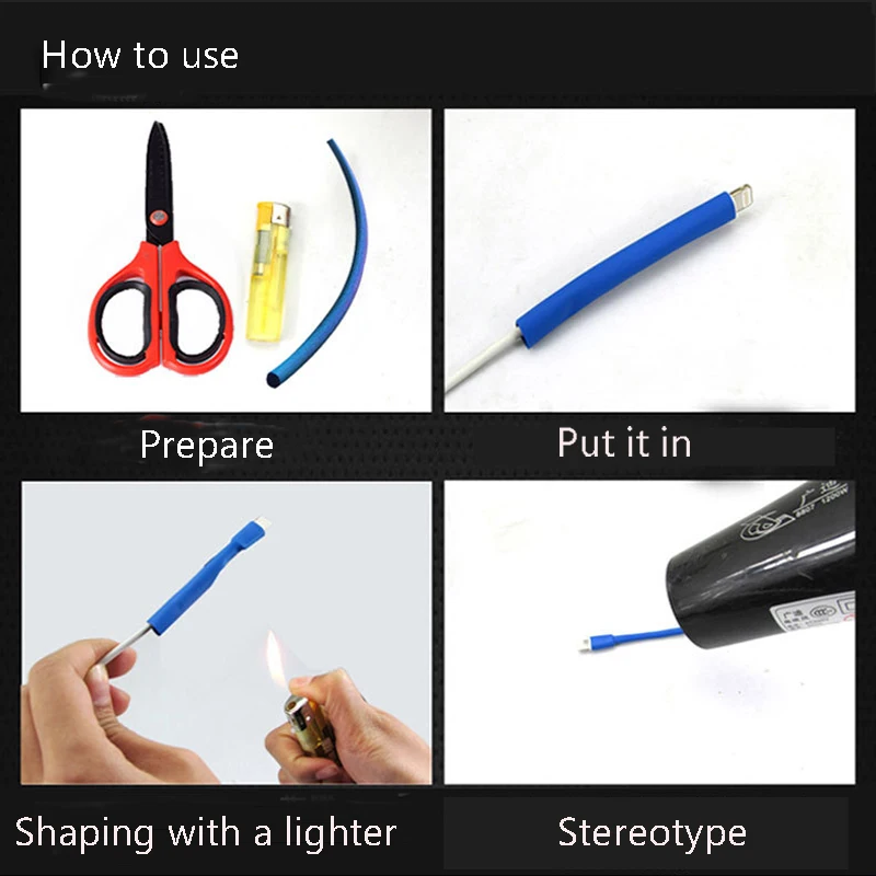 2pcs Universal Heat Shrink Tube Saver Cover For iPhone Lightning Charger Cable USB Cord Protector New Wire Organizer