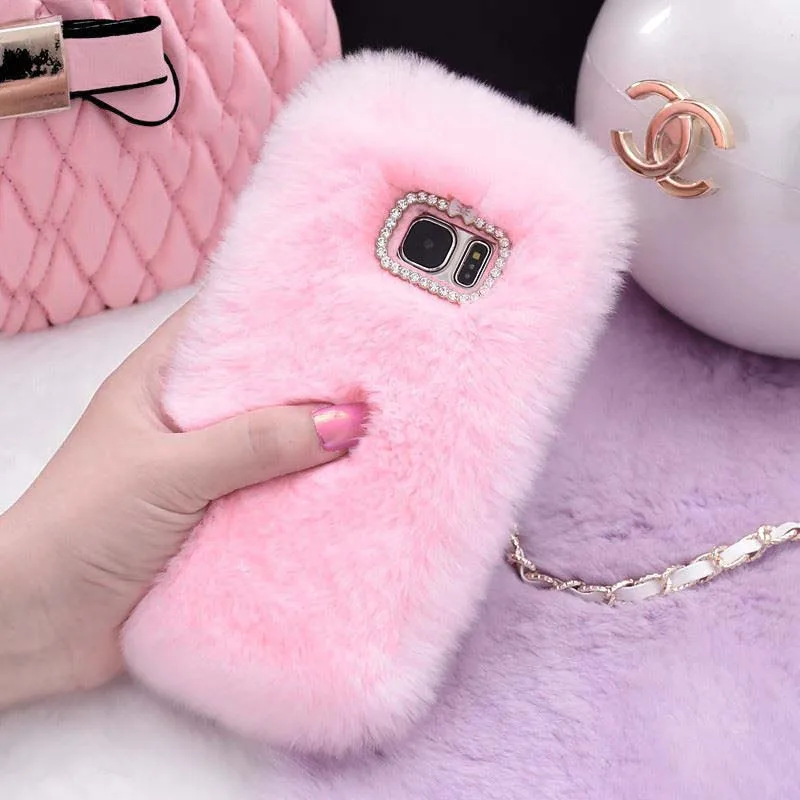 Rabbit Warm fur hair Phone Cases For Samsung Galaxy A51 A71 A10 A20 S11 A30 A40 A50 A70 J6 J4 PLUS 2018 S8 S9 cover Capa |