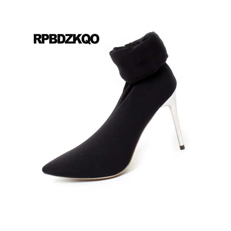 Shoes Metal Heel Boots Dance Cheap High Sock Women Over The Knee Thigh Big Size Sexy Fetish Black Pointed Toe Extreme Stiletto | Обувь