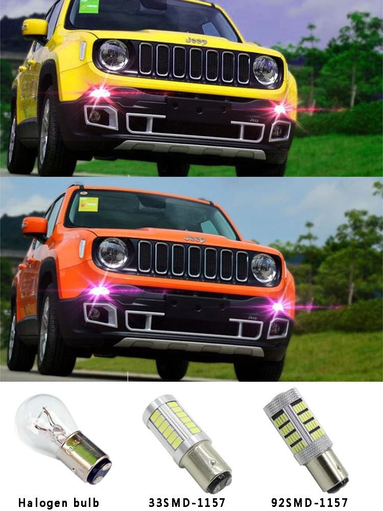 92smd LED For jeep renegade Bulbs Daytime Running Lights Modified special accessories PR21W BA15D 1157 2pcs | Автомобили и