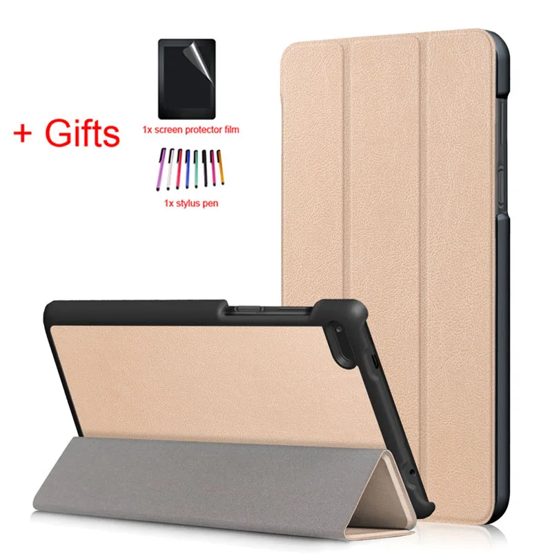 Gold Ультра тонкий магнитный чехол для lenovo Tab 7 Essential TB-7304F TB-7304I TB-7304x " планшет подставка Funda крышка+ защитная пленка на экран+ подставка для ручек - Цвет: Gold