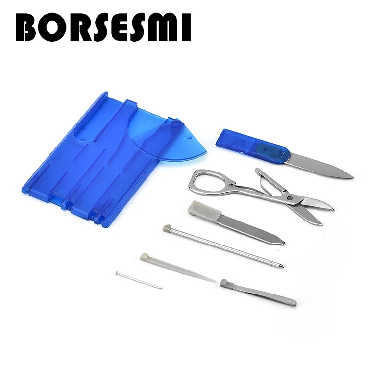 

Hot sale Multi function credit card Mini travel tools card outdoor camping pocket survival knife scissors manicure set card